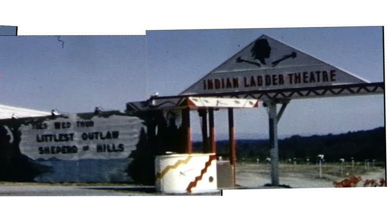 The Indian Ladder Drive-In in Voorheesville was opened on
May 20, 1949 with a cartoon, Roy Rogers in “The Gay Ranchero”
and Gene Autry in “Trail to San Antone”. It closed in 1975 after
the screen was destroyed by strong winds. Demolished, but date
unknown. Indian Ladder Drivein 1.jpg